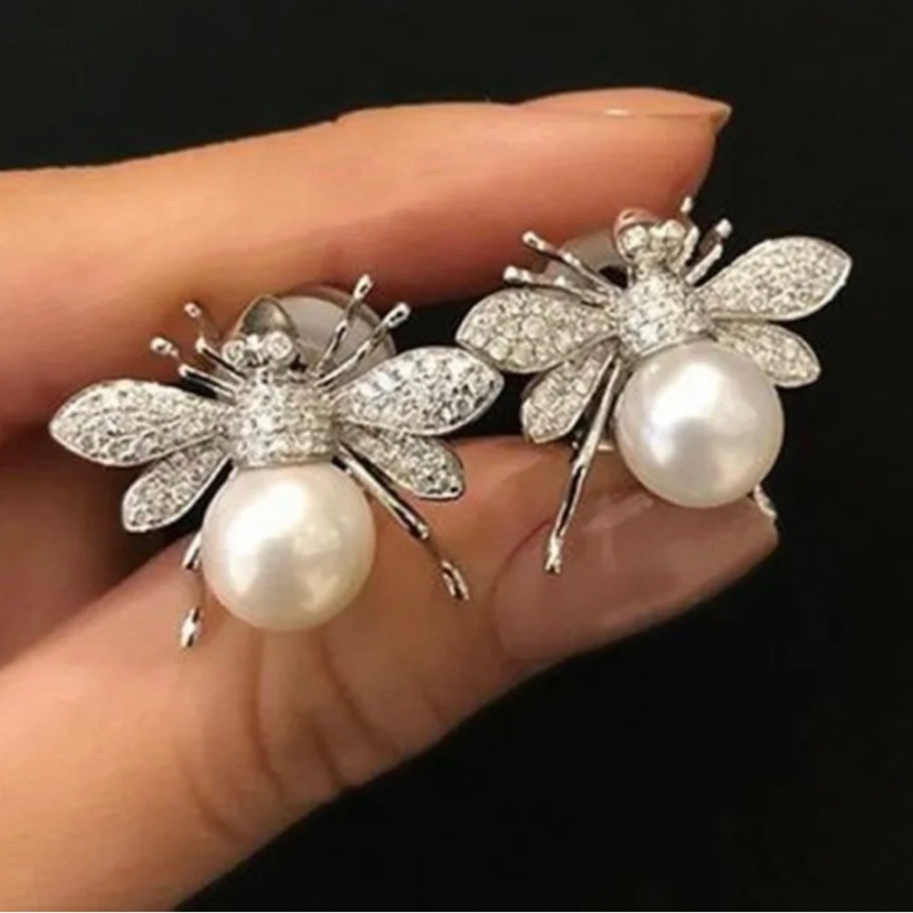 Fashion Bee 925 Silver Filled Party Stud Earring Women Cubic Zircon Jewelry - Picture 3 of 4